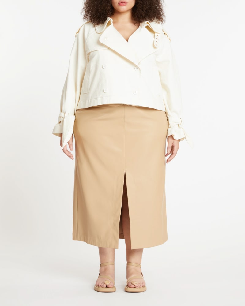 Front of a model wearing a size 3X Cyril Jacket in CHALK by Tanya Taylor. | dia_product_style_image_id:283229